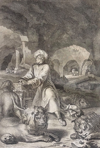 le_prophete_daniel_dans_la_fosse_aux_lions_1728_par_bernard_picart_1673-1733