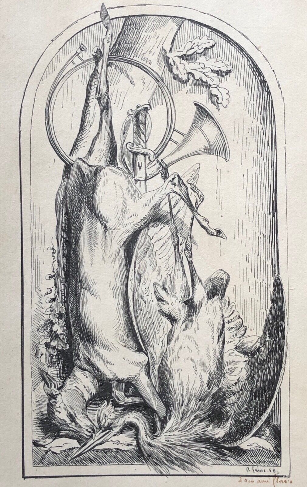 nature_morte_au_heron_et_biche_encre_signee_a_faure_1850_chasse