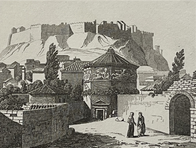 athens_tower_of_the_winds_acropolis_greece_antique_engraving_c1835_grece_athenes