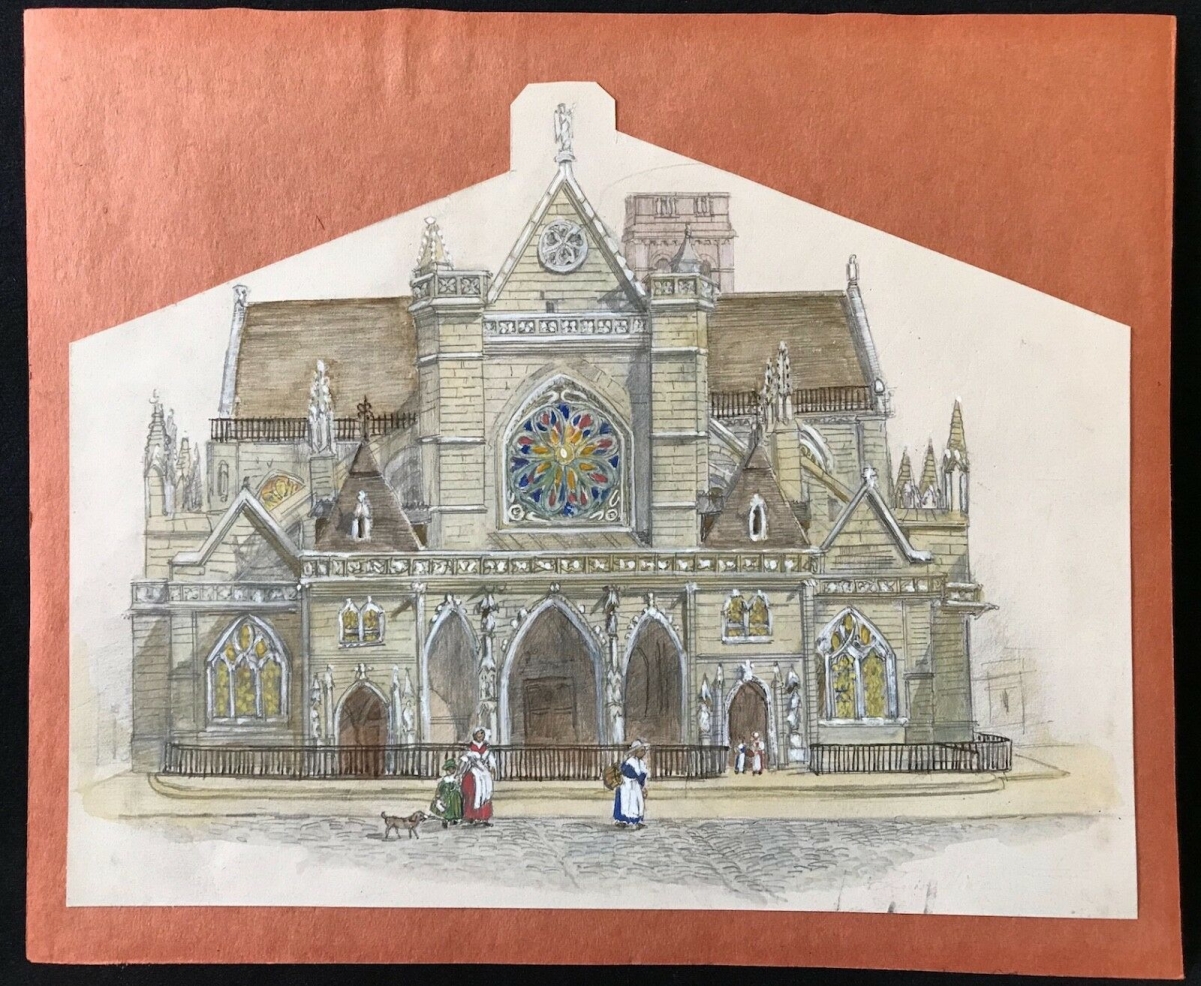 paris_eglise_saint_germain_lauxerrois_papier_circa_1850_technique_multiple
