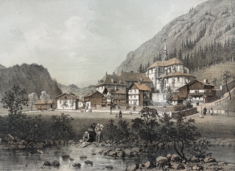 antique_abondance_abbey_village_lithograph_haute_savoie_france_1864
