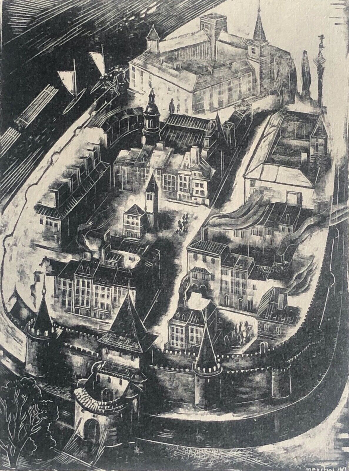 marian_puchalski_1912-1970_ancienne_varsovie_pologne_polska_xylographie_c_1944