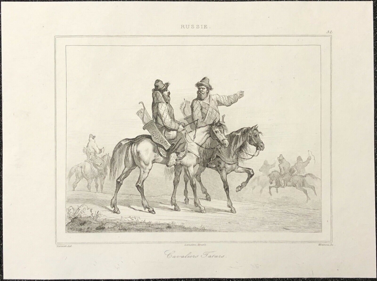 russie_turquie_cavalier_archer_tatar_a_cheval_gravure1838_carquois_fleche