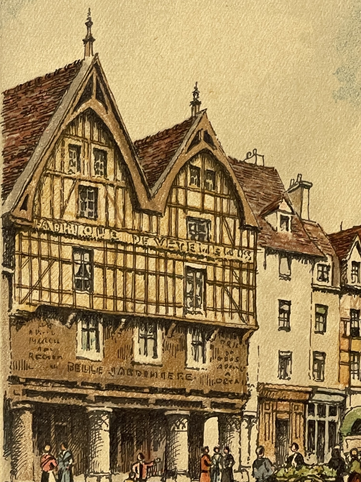 beauvais_three_pillars_house_city_antique_engraving_c_1900_oise_france