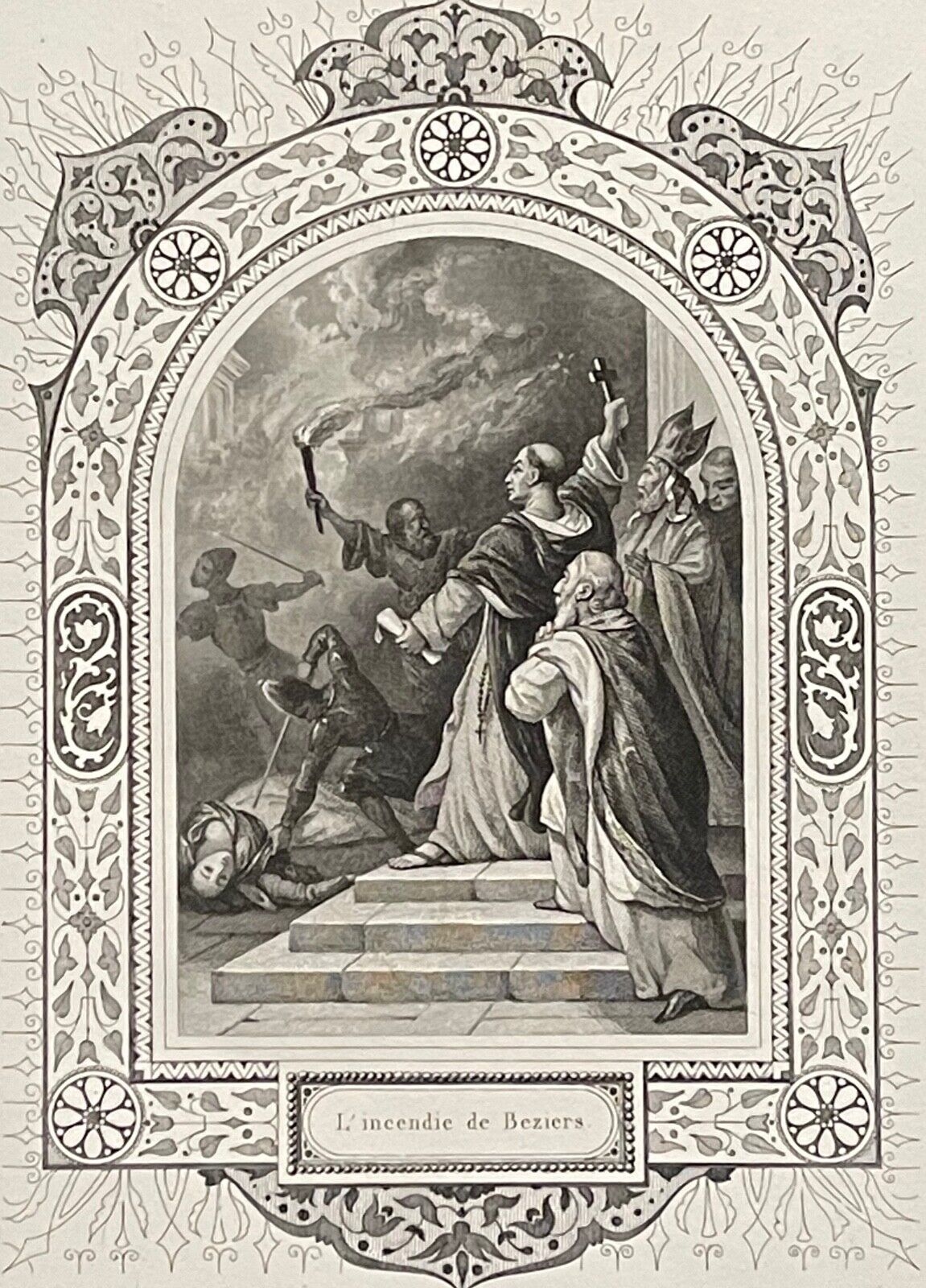 massacre_de_beziers_croisade_des_albigeois_cathare_lithographie_de_1843