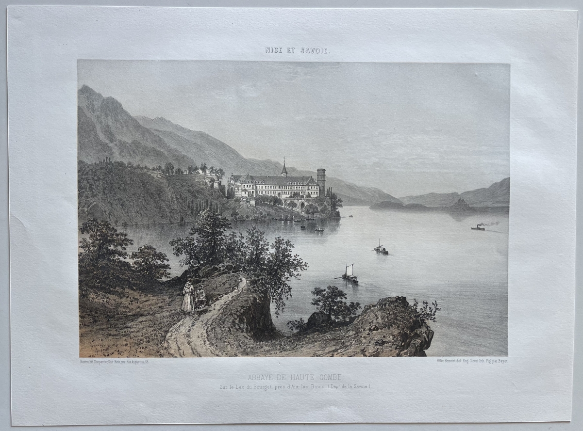 antique_engraving_haute-combe_abbey_lake_bourget_france_1864_benoist_savoie