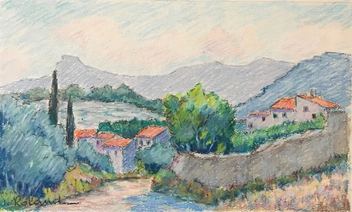 roquevaire_pastel_fixe_signe_j_roland_provence_garlaban_circa_1970