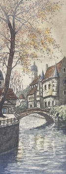 village_sur_la_riviere_vers_1930_aquatinte_signee_le_gart