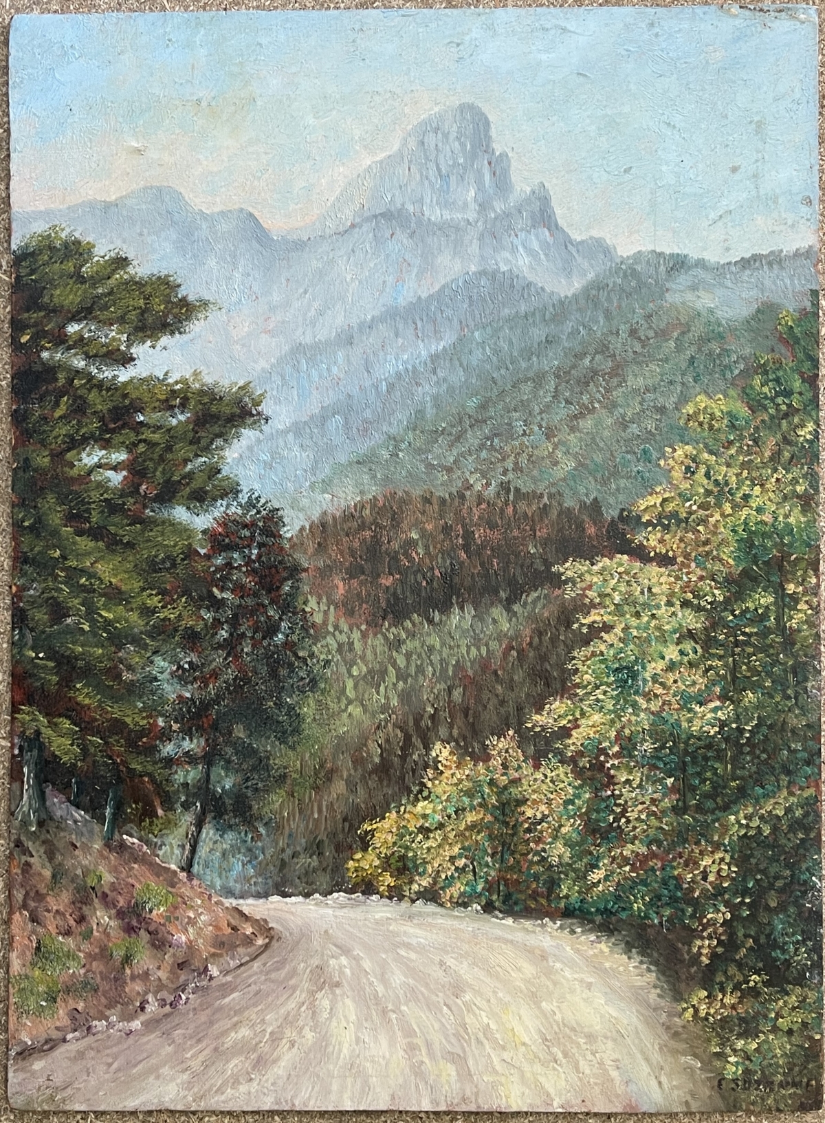 obiou_route_de_mens_peinture_acrylique_sur_bois_provence_france