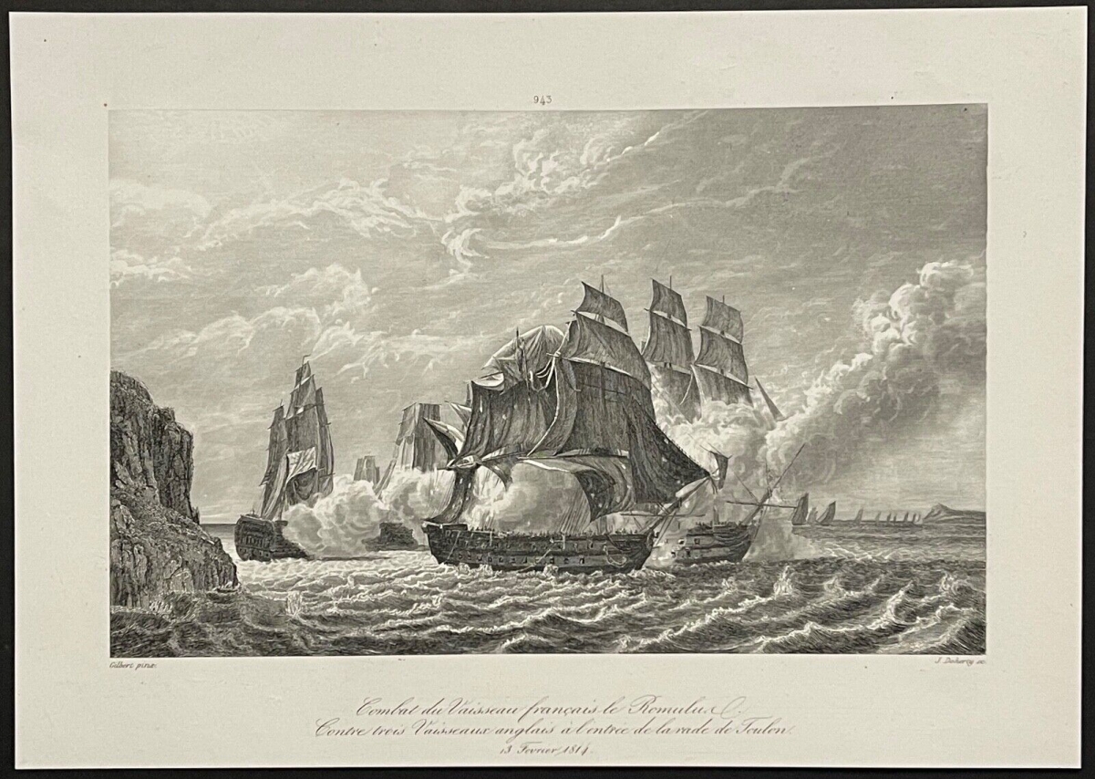 toulon_romulus_contre_3_vaisseaux_angleterre_1814_napoleon_bonaparte_1837_marine