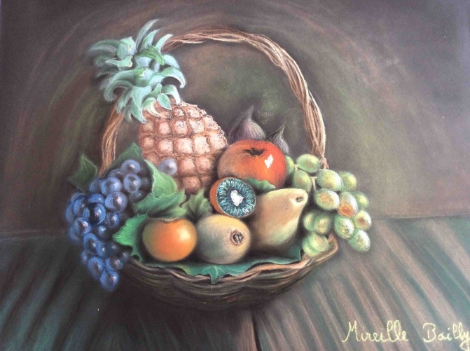 superbe_et_grand_pastel__nature_morte_a_lananas_