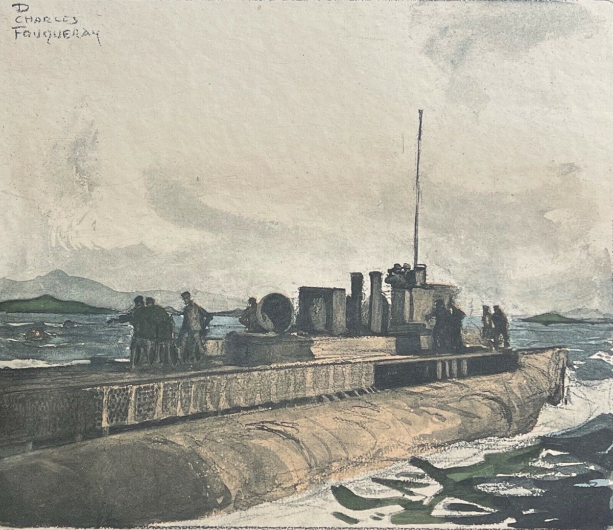 marine_sous-marin_francais_1914_par_foukeray_vers_1920_aquatinte_guerre_france
