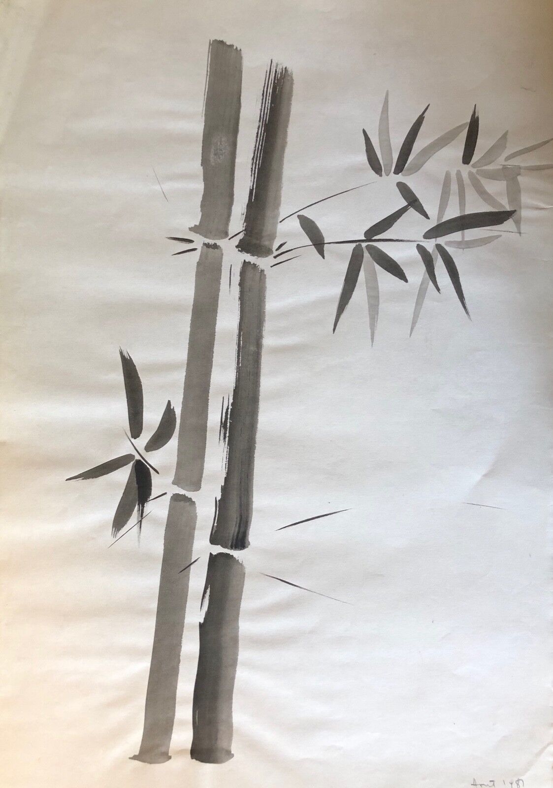 bambous_gouache_sur_papier_anonyme_vers_1981_bambou_45_cm_par_32_cm