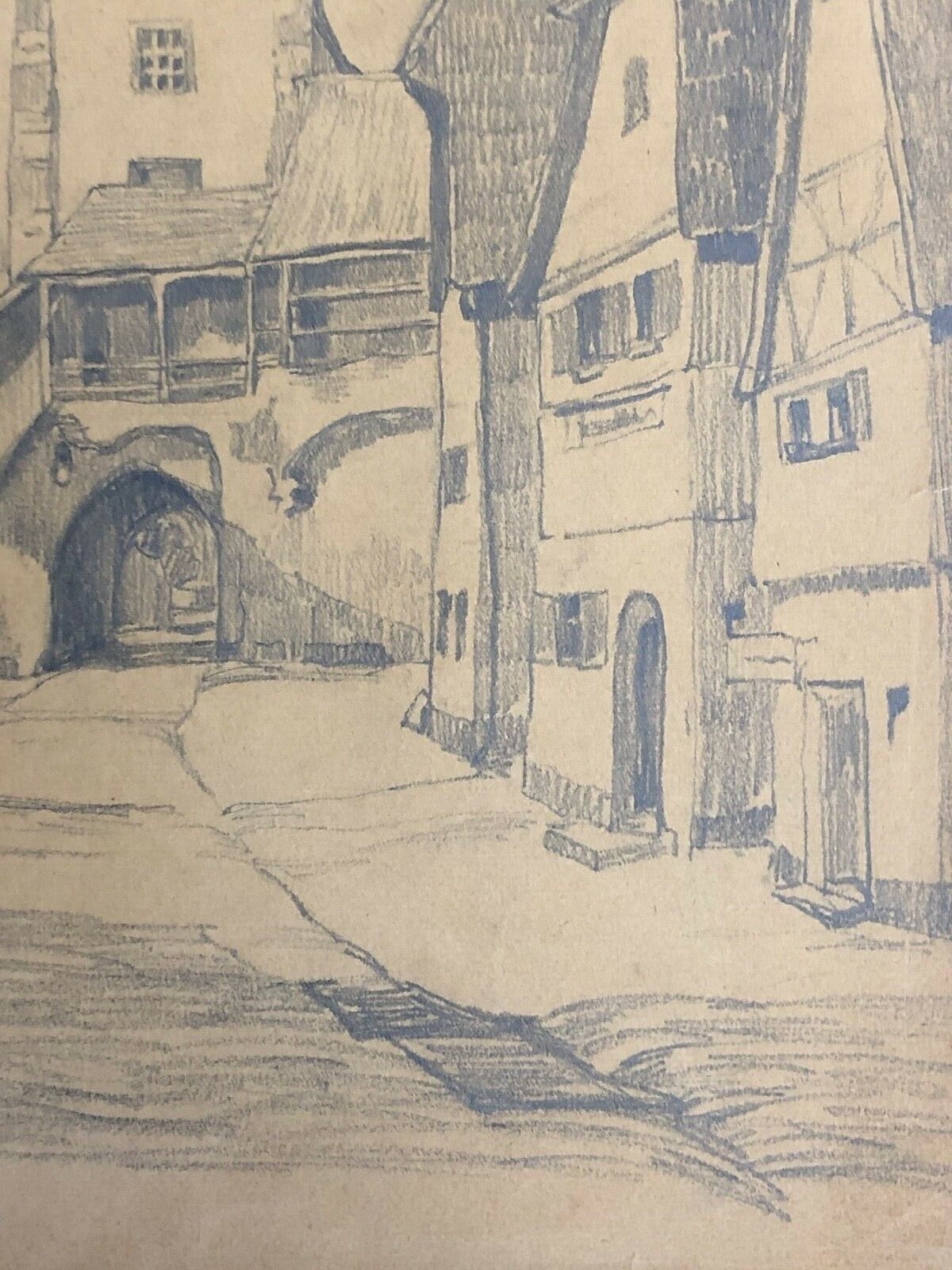 rothenburg_ob_der_tauber_dessin_graphite_de_1913_baviere_rothembourg_allemagne