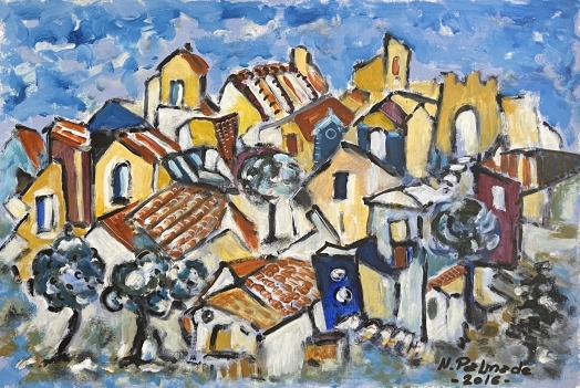 provence_vieux_village_acrylique_sur_papier_arches_2016