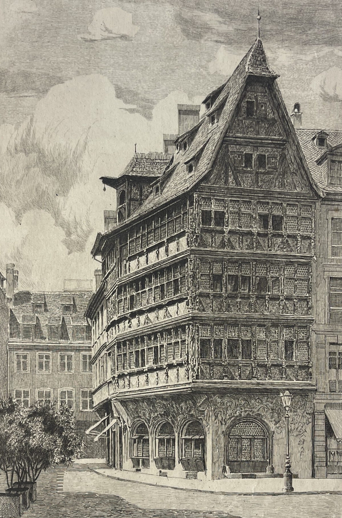 strasbourg_kammerzell_house_drypoint_etching_c_1920_alsace_architecture_france