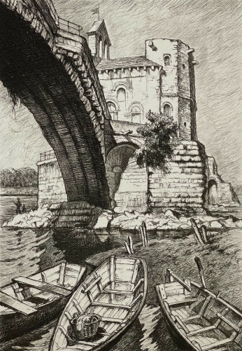 avignon_pont_saint_benezet_1930_pointe_seche_maurice_robert_rhone_france