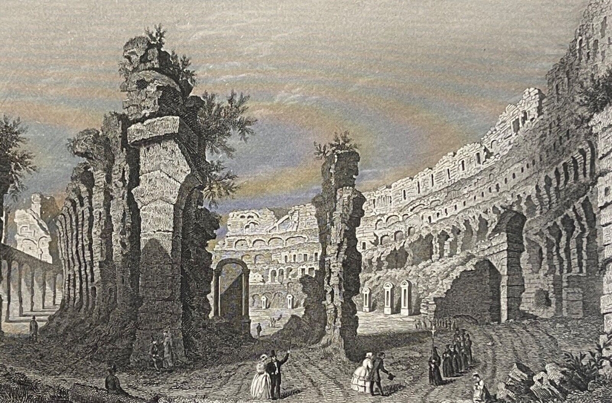 le_colisee_colosseo_rome_roma_italie_gravure_de_1863_italia