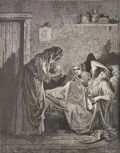 la_vieille_et_les_deux_servantes_fables_la_fontaine_gustave_dore_gravure_de_1868