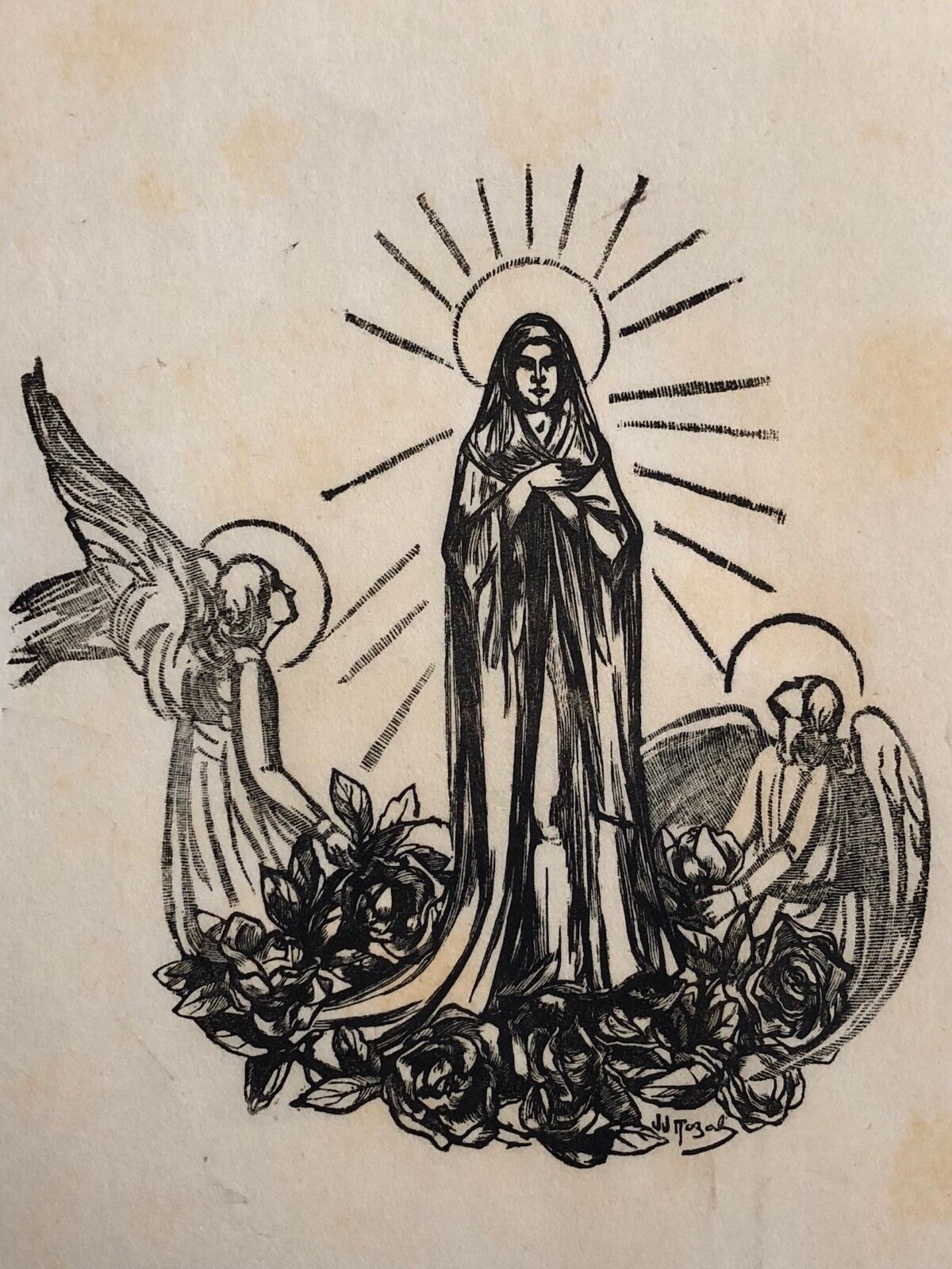 vierge_marie_anges_et_roses_par_julie-jacques_nozal_1937_xylographie