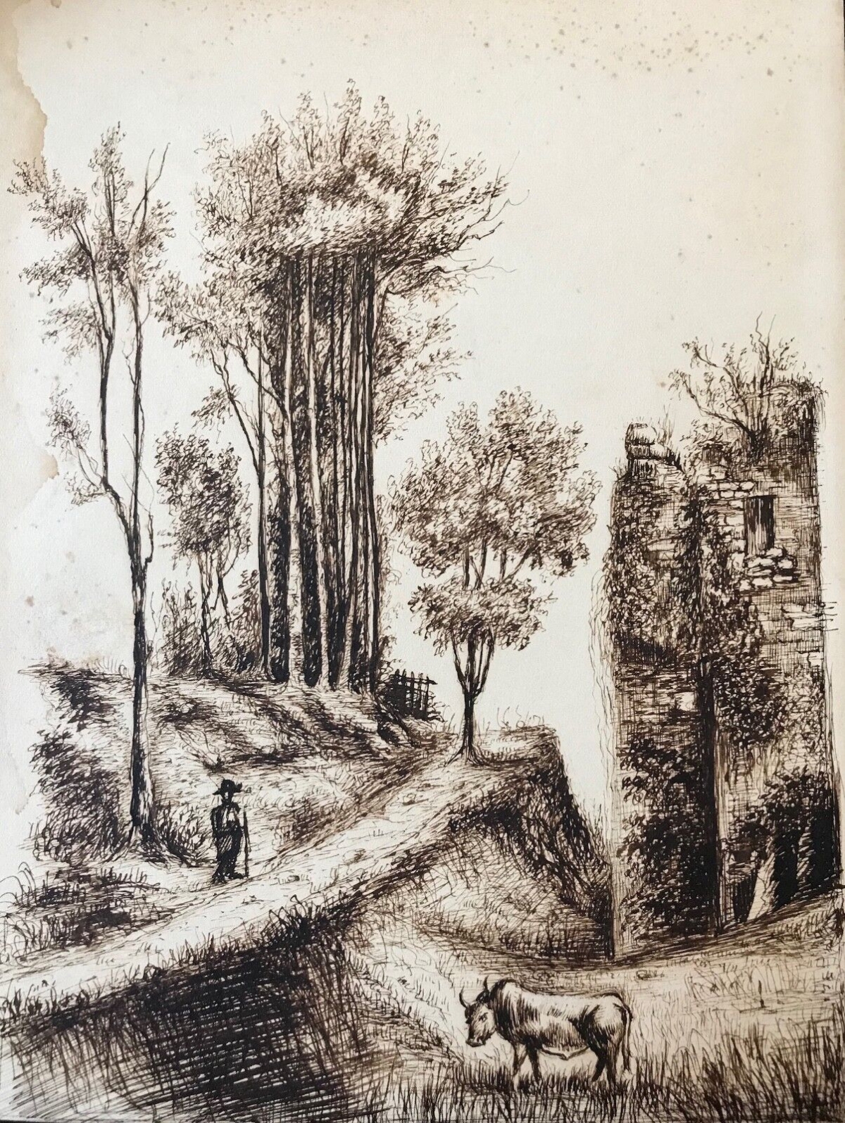 paysage_de_campagne__encre_sur_papier,_circa_1856__vache,_paysan_