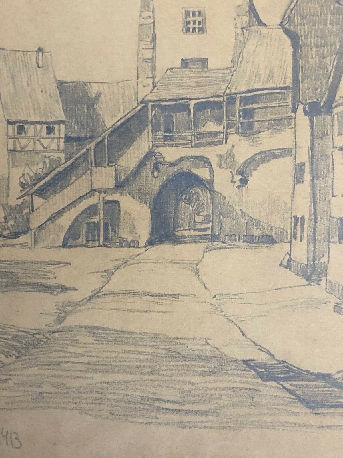 rothenburg_ob_der_tauber_dessin_graphite_de_1913_baviere_rothembourg_allemagne