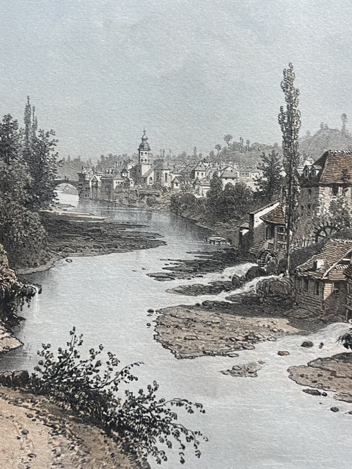 antique_engraving_pont_beauvoisin_france_alps_1864_benoist_river_savoie