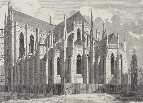 paris_basilique_neogothique_sainte-clotilde_rue_las_cases_gravure_1845_france