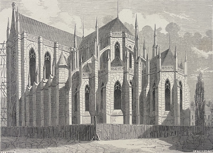 paris_basilique_neogothique_sainte-clotilde_rue_las_cases_gravure_1845_france