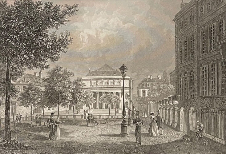 strasbourg_le_theatre_gravure_vers_1860_alsace_france_europe