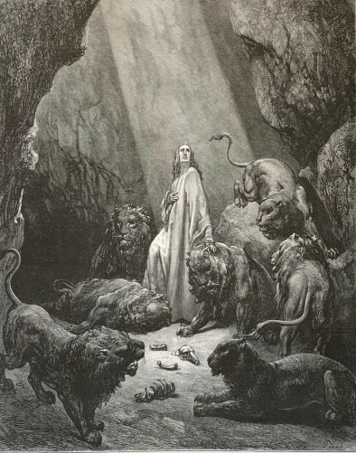 daniel_dans_la_fosse_aux_lions_gustave_dore_1868_grave_par_piaud_lion_fauve