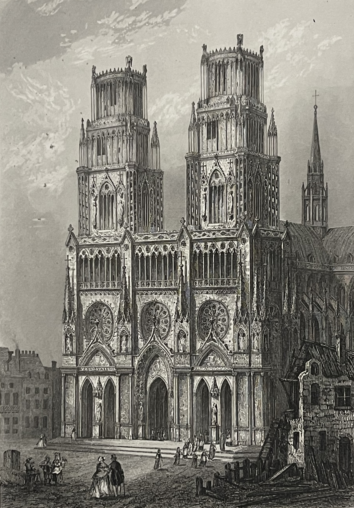 troyes_la_cathedrale_gothique_aube_gravure_de_doerty_1855_france