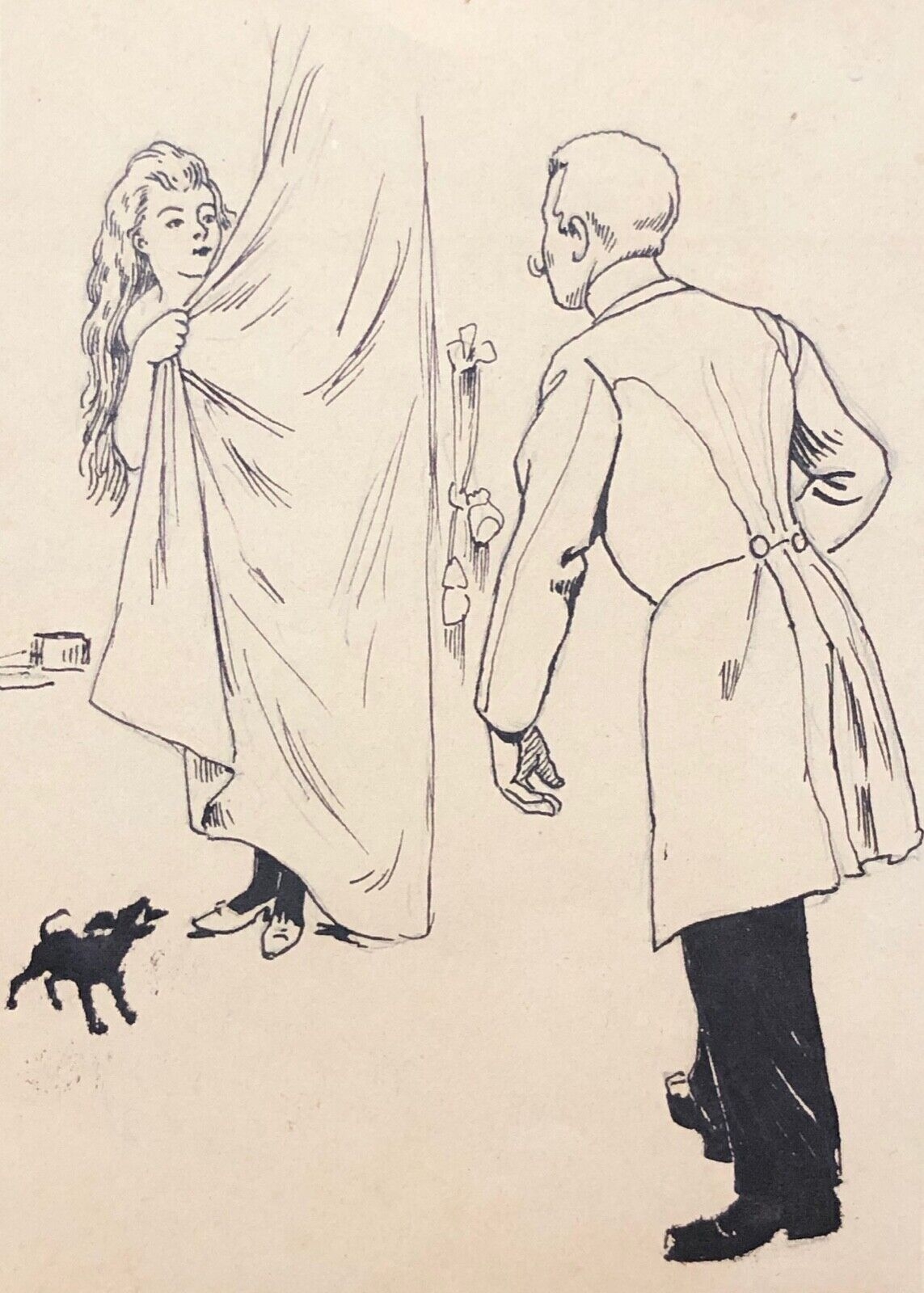 femme_a_la_toilette_et_galant_vers_1870_encre_anonyme_chien_noir