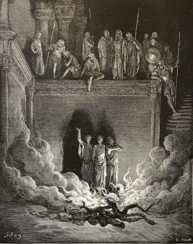 les_trois_hebreux_dans_la_fournaise_gustave_dore_1868_martyr_bucher_israel_