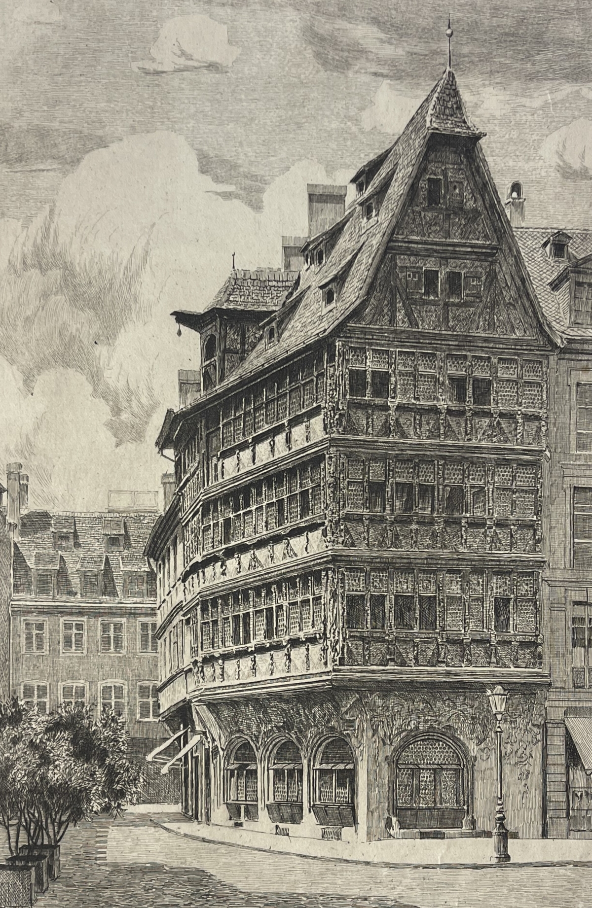 strasbourg_kammerzell_house_drypoint_etching_c_1920_alsace_architecture_france