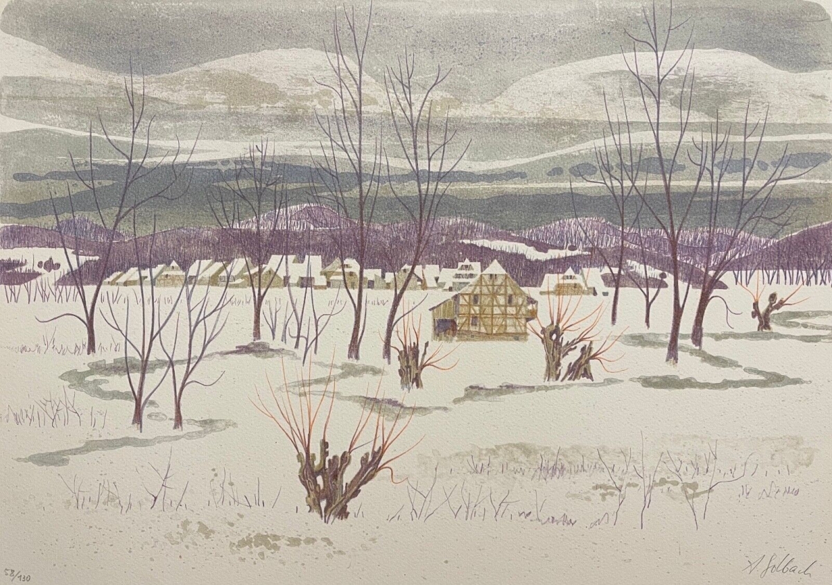 alberto_solbach_1933-1983_village_en_hivers_lithographie_sur_arche_alsace