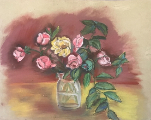 superbe_grand_pastel_nature_morte_anonyme_circa_1977