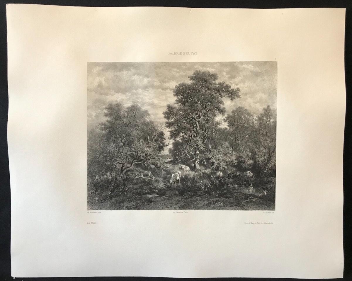 theodore_rousseau_la_mare_gravee_par_j_laurens_circa_1876_barbizon_litographie