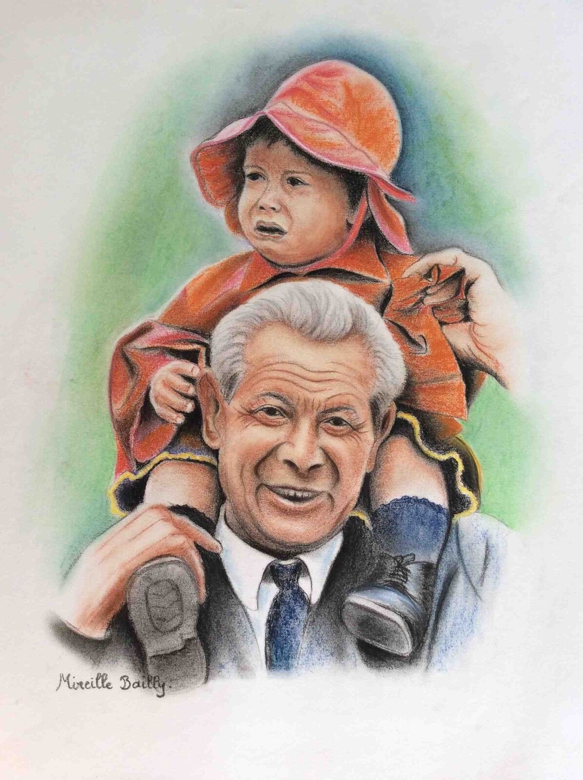 superbe_et_grand_pastel__grand_pere_et_enfant_signe_