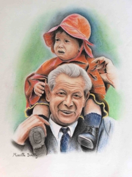 superbe_et_grand_pastel__grand_pere_et_enfant_signe_