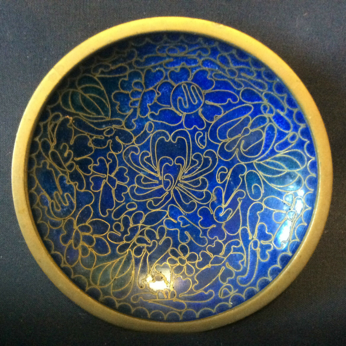 Magnifique Broche Art Déco Années 30 En émail Cloisonné Bleu Cobalt – Pièce Vintage Authentique