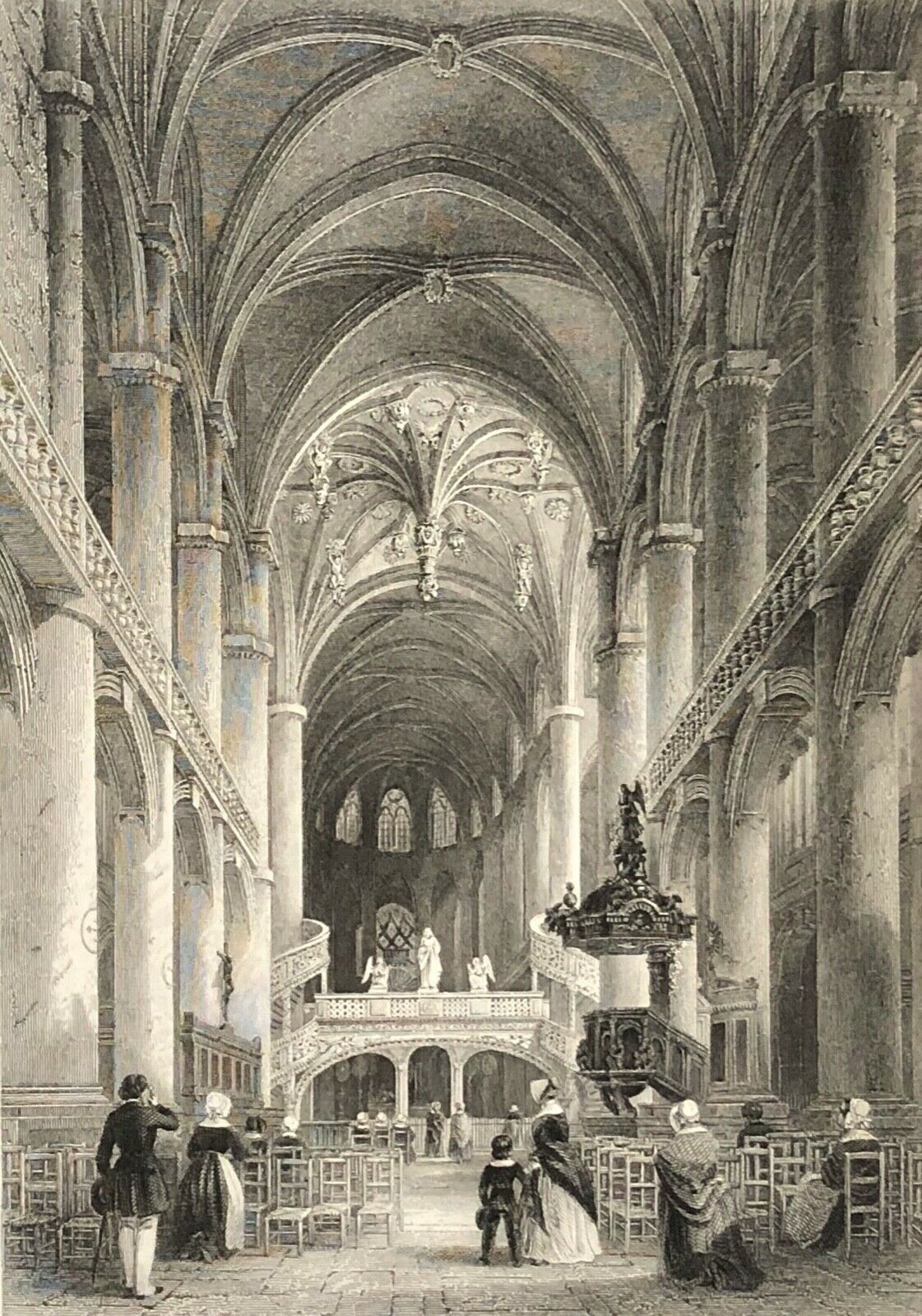paris_eglise_saint_etienne_du_mont_gravure_lithographie_vers_1840_france
