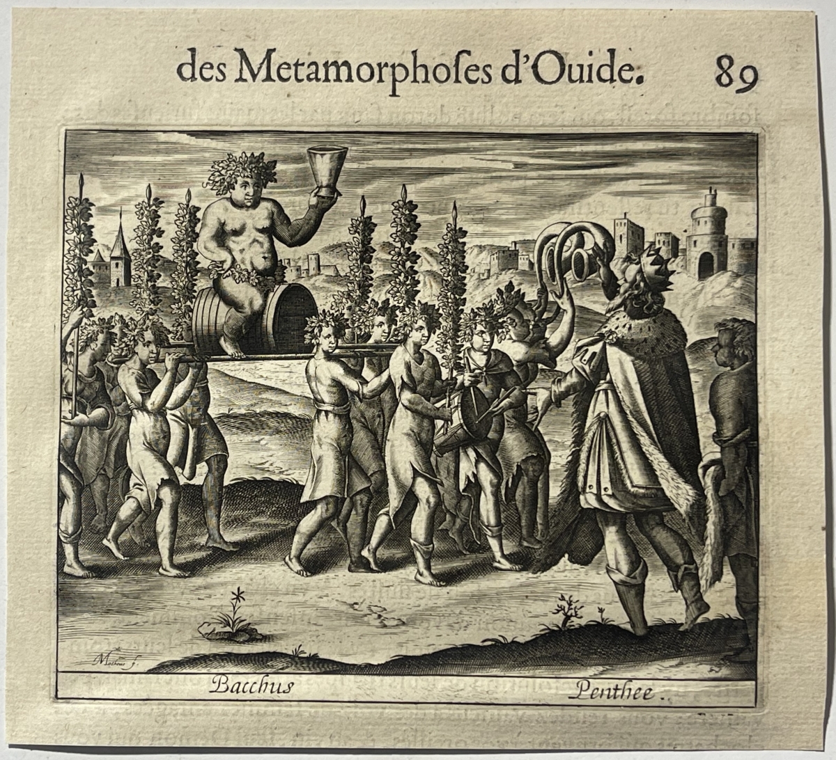 bacchus_procession_before_pentheus_1619_antique_print_from_ovid_metamorphoses