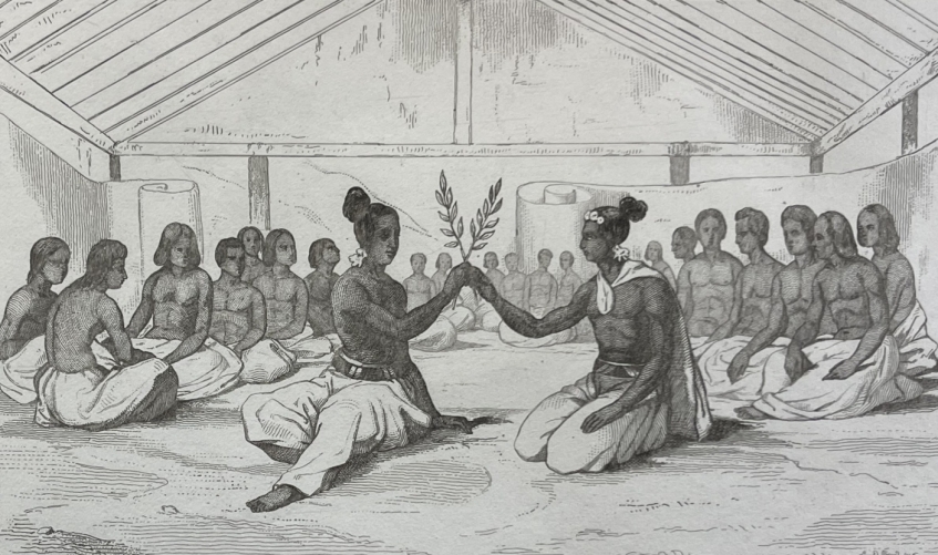 rotuma_island_1836_engraving_ceremony_of_transfer_of_power_fiji_pacific_oceanie