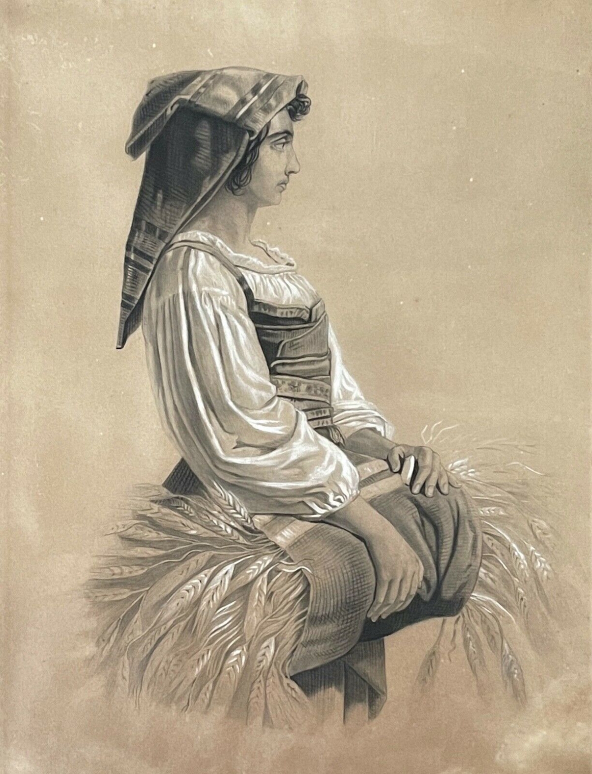 paysanne_de_naples_vers_1870_italie_ble_fusain_et_craie_moisson_agriculture