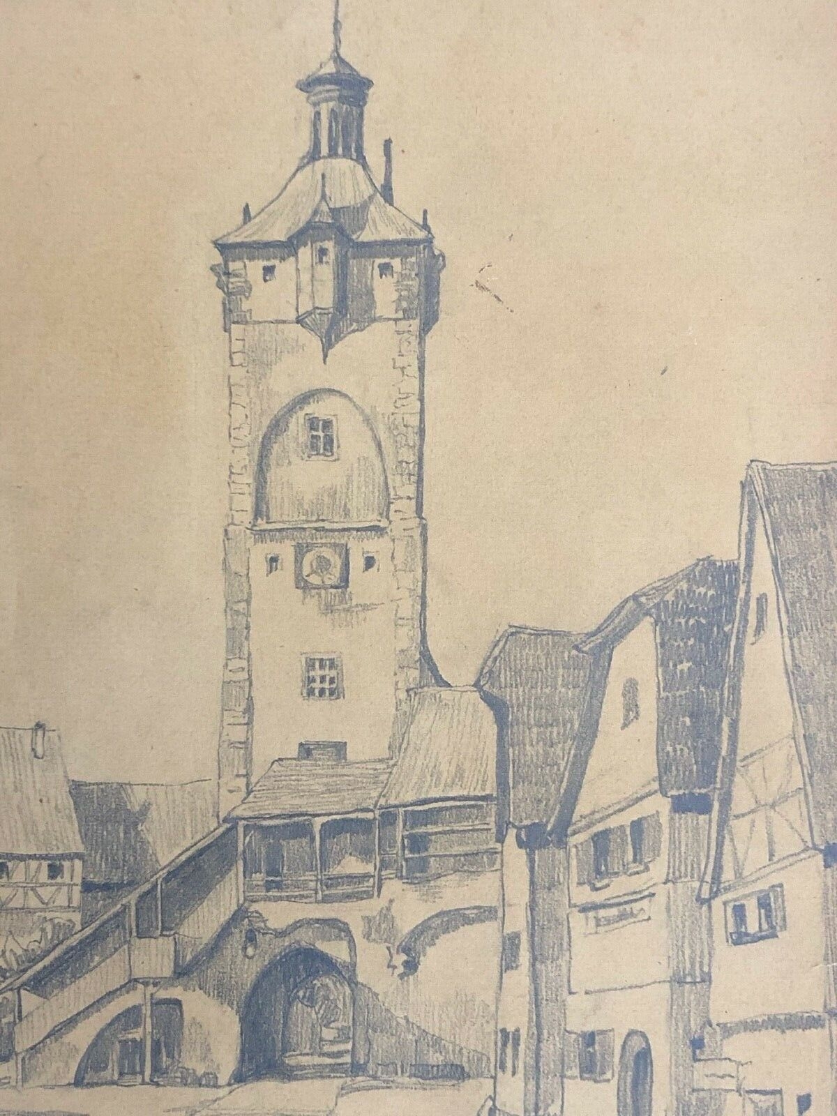 rothenburg_ob_der_tauber_dessin_graphite_de_1913_baviere_rothembourg_allemagne