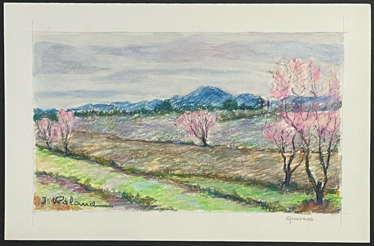 gemenos_provence_paysage_pastel_gouache_xxe_signe_j_roland_france