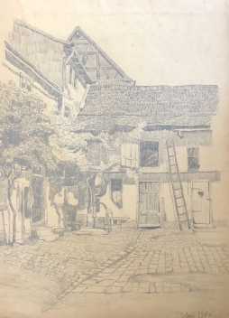 idstein_hesse_allemagne_rheingau-taunus_darmstadt_dessin_graphite_de_1915