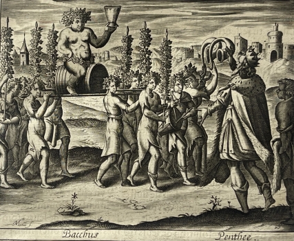 bacchus_procession_before_pentheus_1619_antique_print_from_ovid_metamorphoses