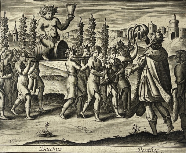 bacchus_procession_before_pentheus_1619_antique_print_from_ovid_metamorphoses